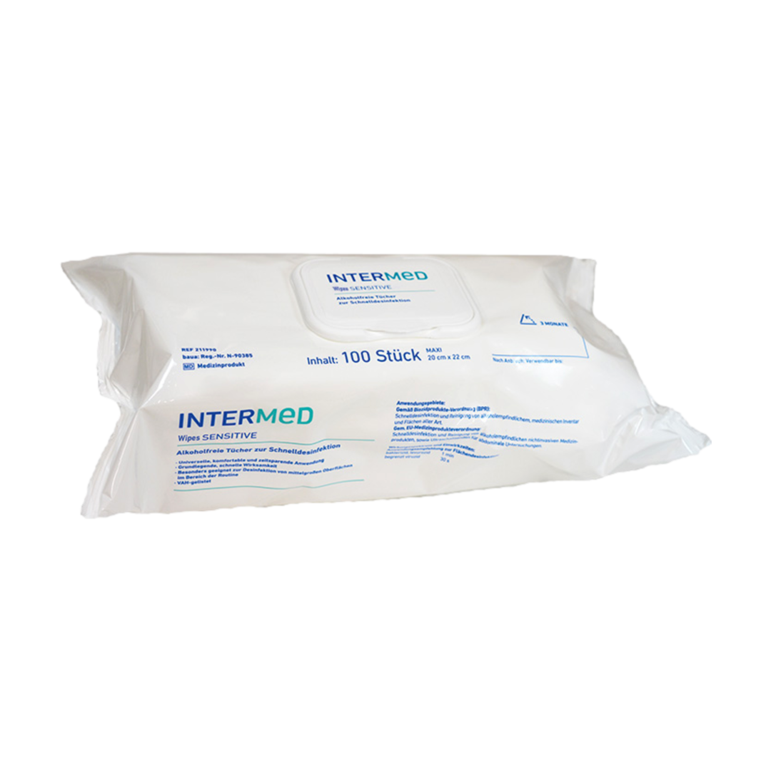 INTERMED Wipes SENSITIVE, fără alcool, pentru dezinfecție rapidă - Berger Medizintechnik GmbH